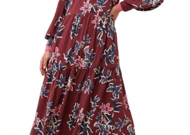 Φόρεμα Mexx Printed Bowtie Neck A-line AOP XC0613026W-Dark Red Γυναικείο - Mexx - 