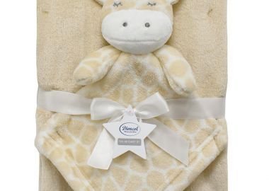 Νάνι-Πανάκι Παρηγοριάς bebe σετ 2 τεμ. Giraffe 05 33X33 + Κουβέρτα Coral Fleece 75X100 cm Beige 100% Polyester - Dimcol - 