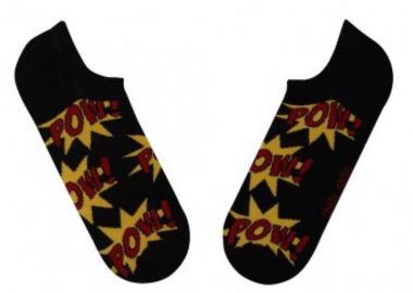 Σοσόνια με σχέδιο POW μαύρο unisex 78% βαμβάκι - chetic socks - 